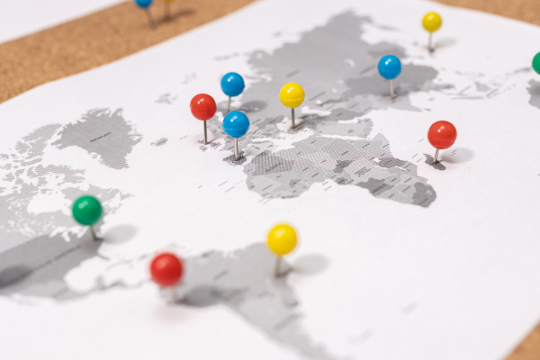 map with pins
